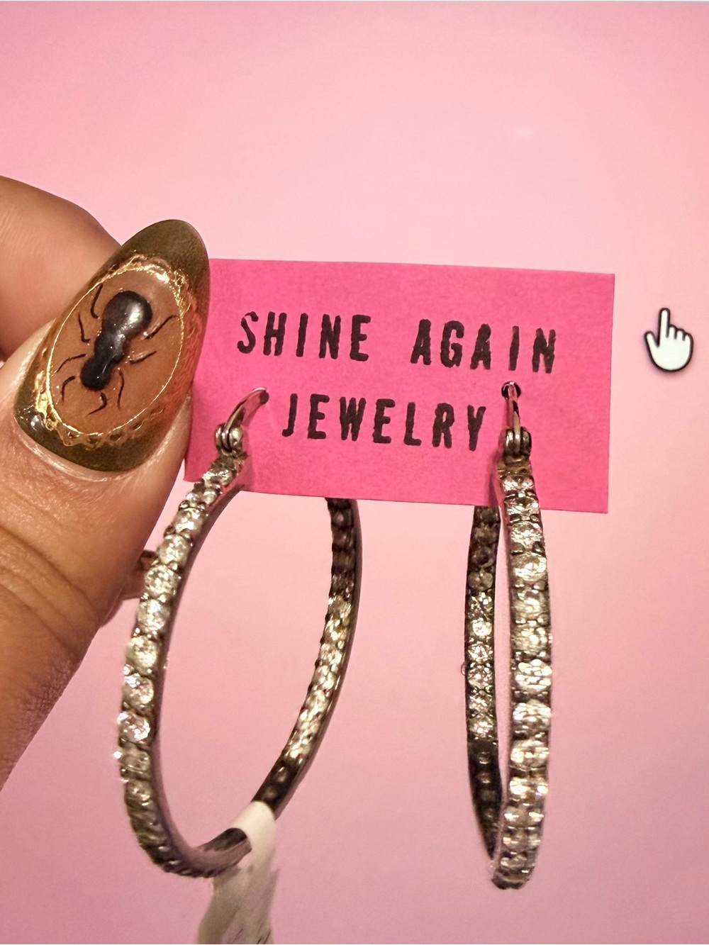Sterling silver 2” hoop earrings cz pave
